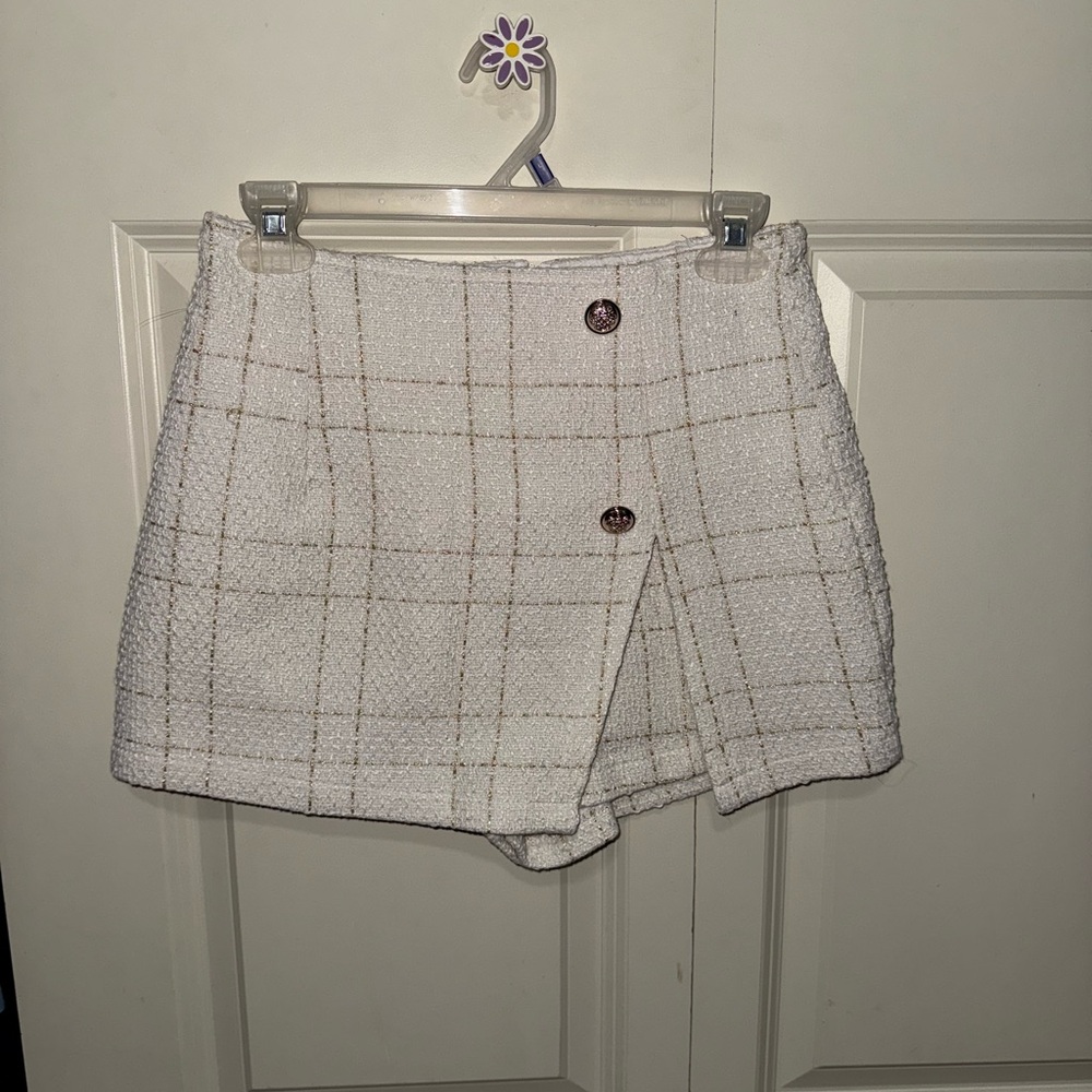 Women's White Plaid Skort